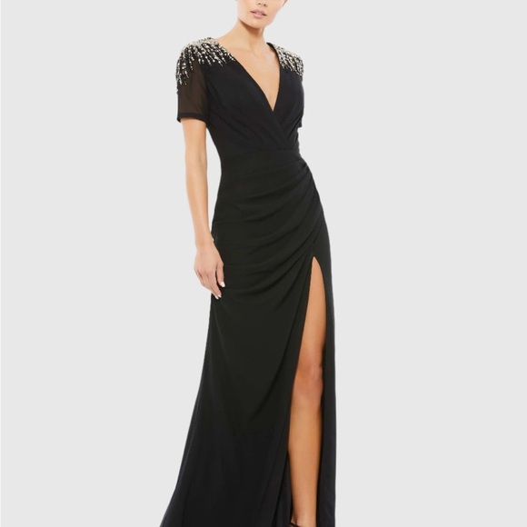 Mac Duggal Dresses & Skirts - Mac Duggal Blue Sequin Embellished Plunge Maxi Dress